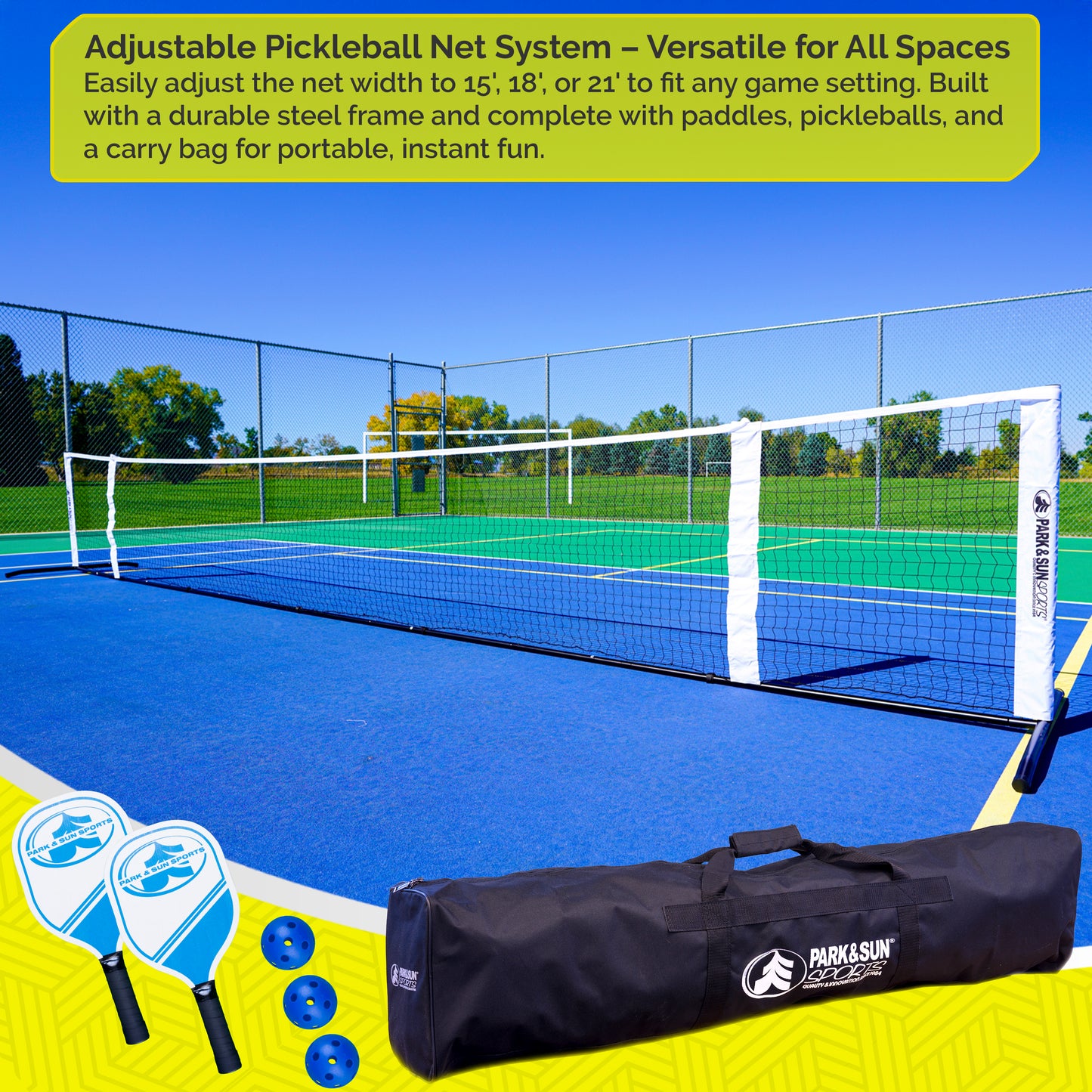 21' Adjustable Pickleball Tennis Net Combo Set