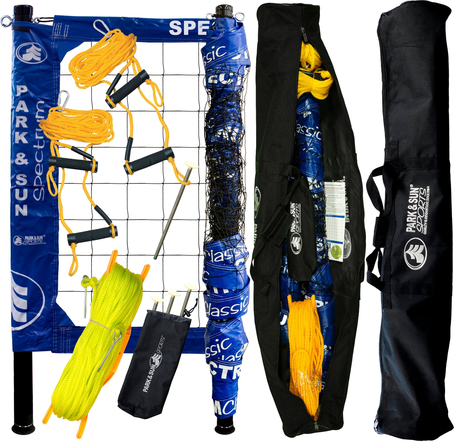 Park & Sun Sports Spectrum Classic: Portable Professional Outdoor Volleyball Net System 2-Pack