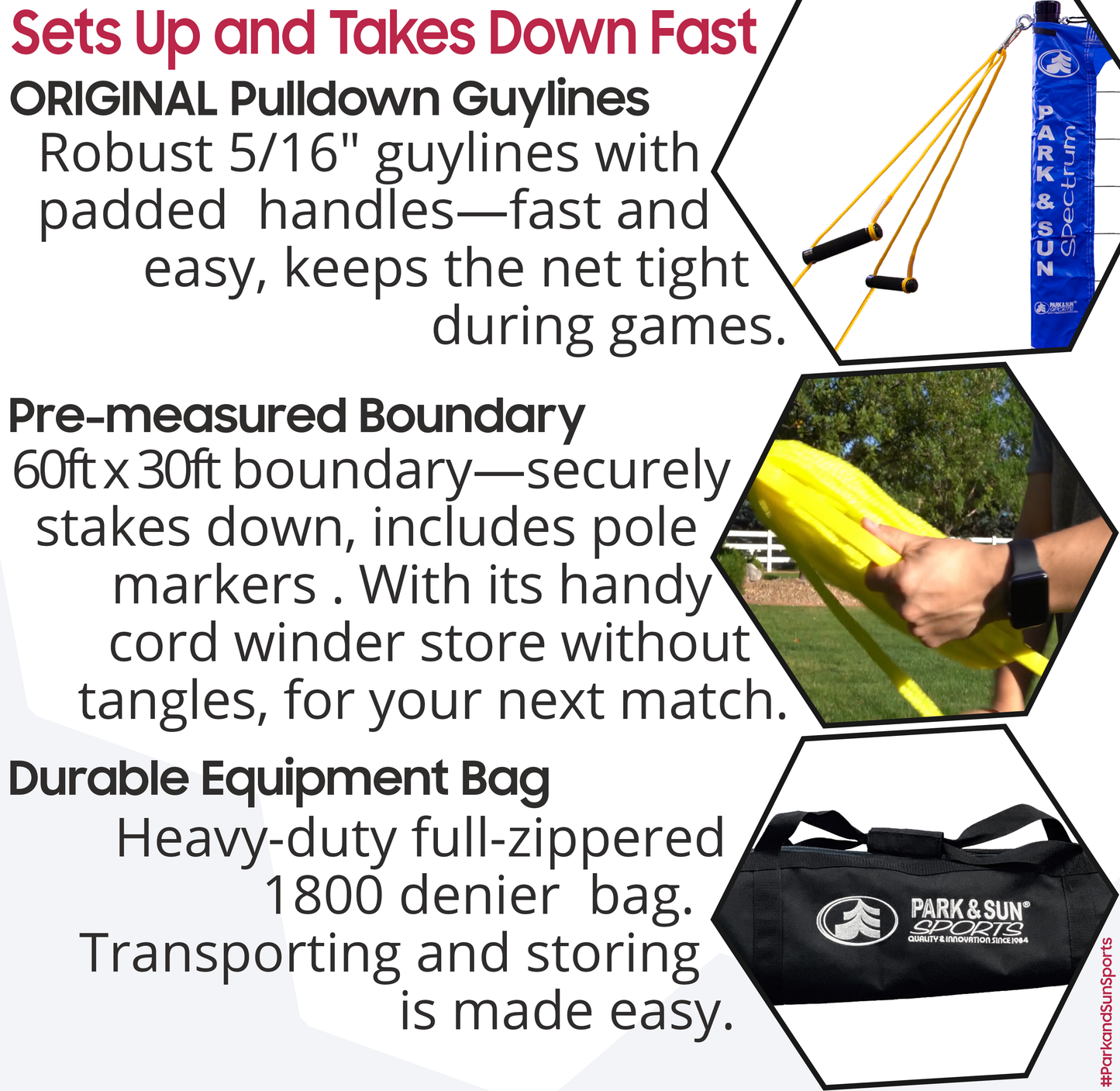 Park & Sun Sports Spectrum Classic: Portable Professional Outdoor Volleyball Net System 2-Pack