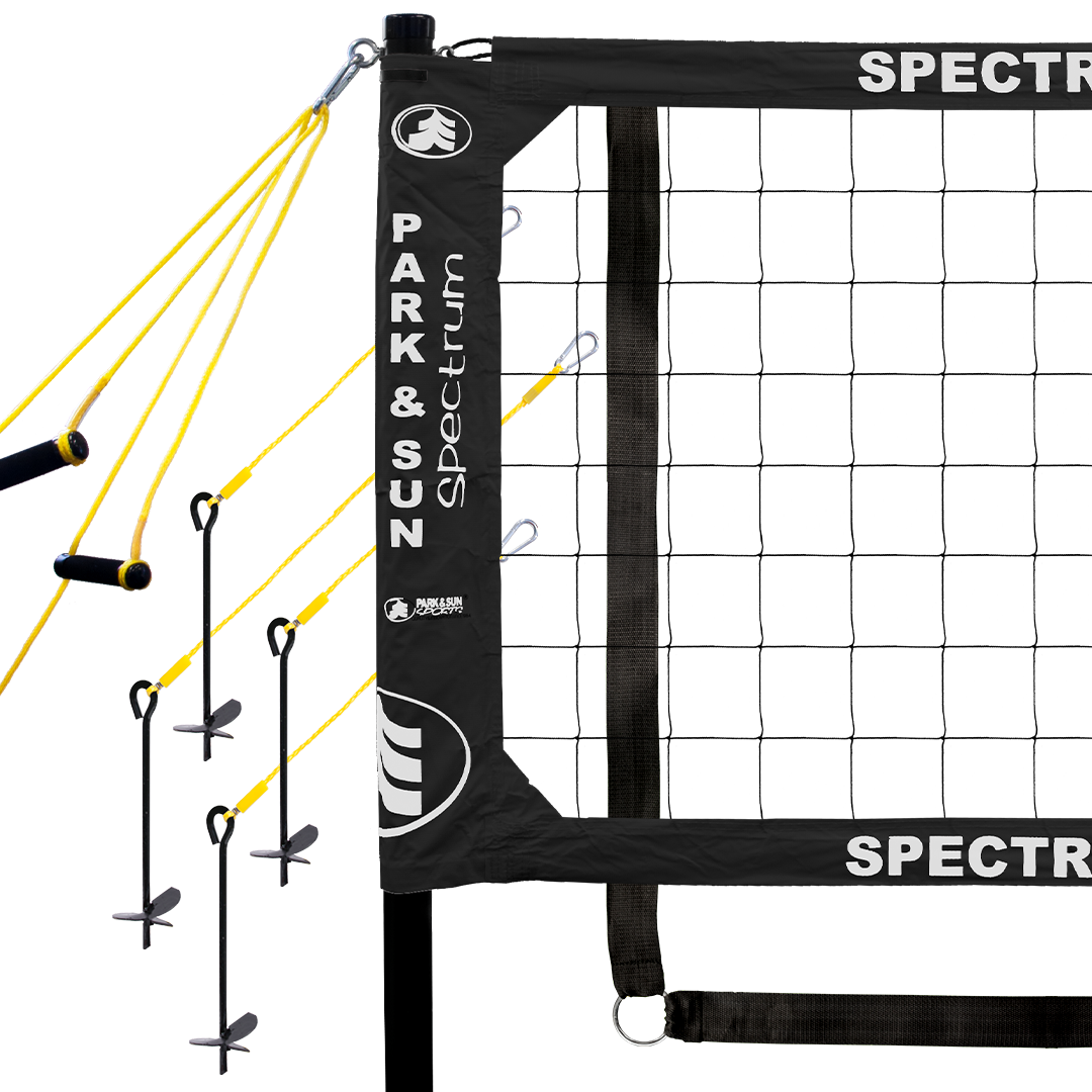 Spectrum Classic Volleyball Net System, with 2 inch webbing boundary & Sand Disc Kit