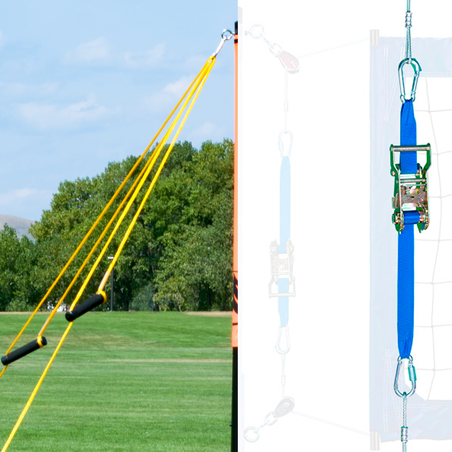 Volleyball Net Tensioner and Guylines