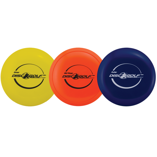 Disc Golf Disc Set - 1 Driver, 1 Mid-Range, and 1 Putter (Yellow, Orange, and Blue)