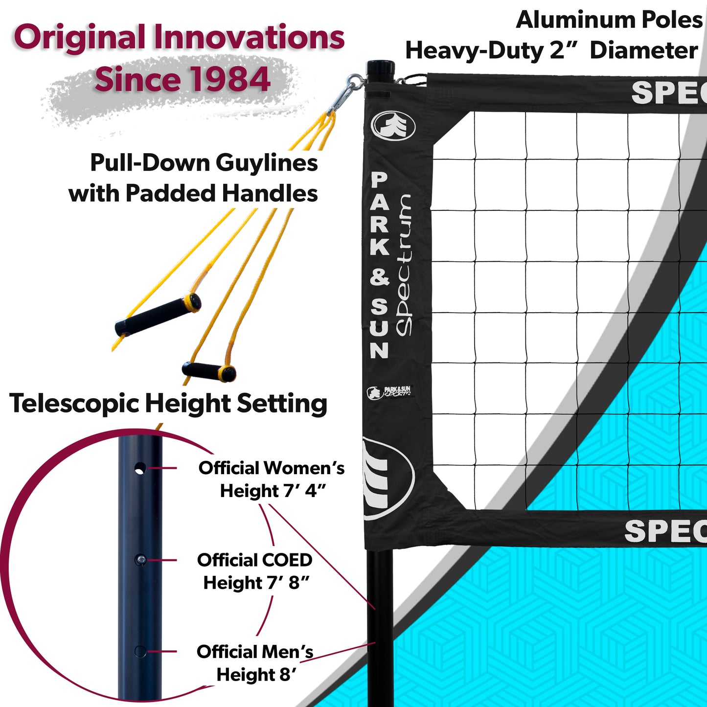 Spectrum Classic Volleyball Set - Professional-Level Portable Outdoor Net System