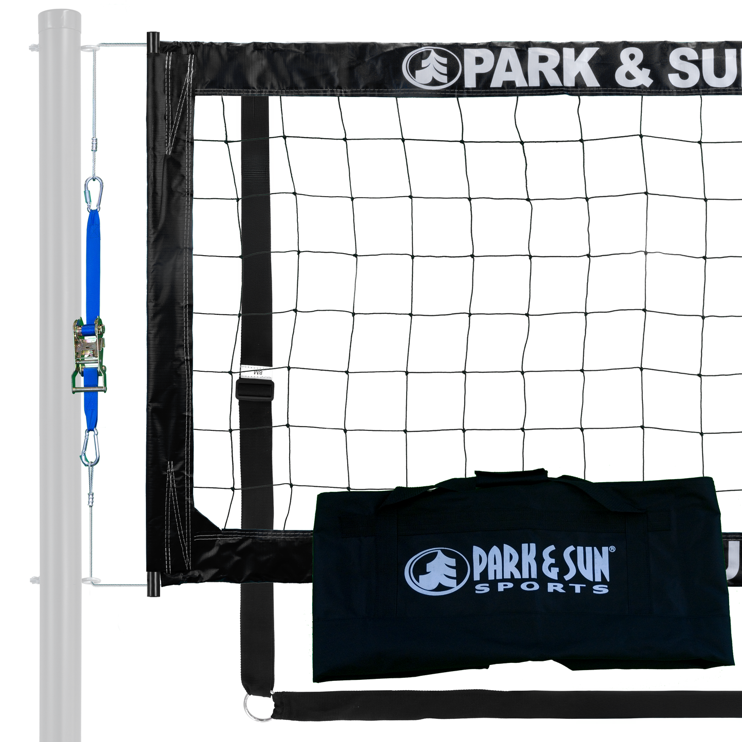 BC-400 Steel Professional Outdoor Volleyball Net Complete Accessory Kit + Lever Ratchet