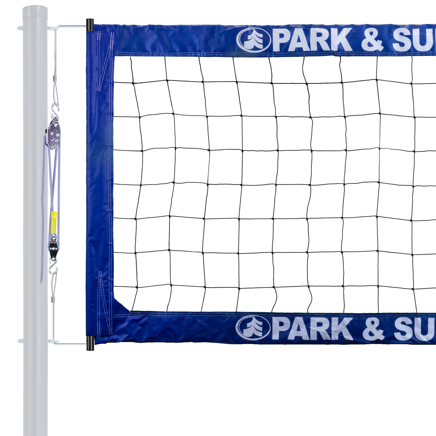 BC-400 Steel Professional Outdoor Volleyball Net + Block & Tackle Tensioner