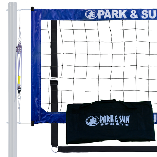 BC-400 Steel Professional Outdoor Volleyball Net Complete Accessory Kit + Block & Tackle