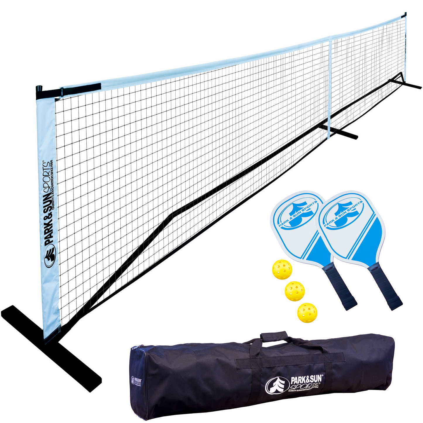 Park & Sun Sports Portable Pickleball PRO QR3 Net & Frame Set – 22' Steel Frame, Adjustable Net, Easy Setup, Includes Equipment Bag