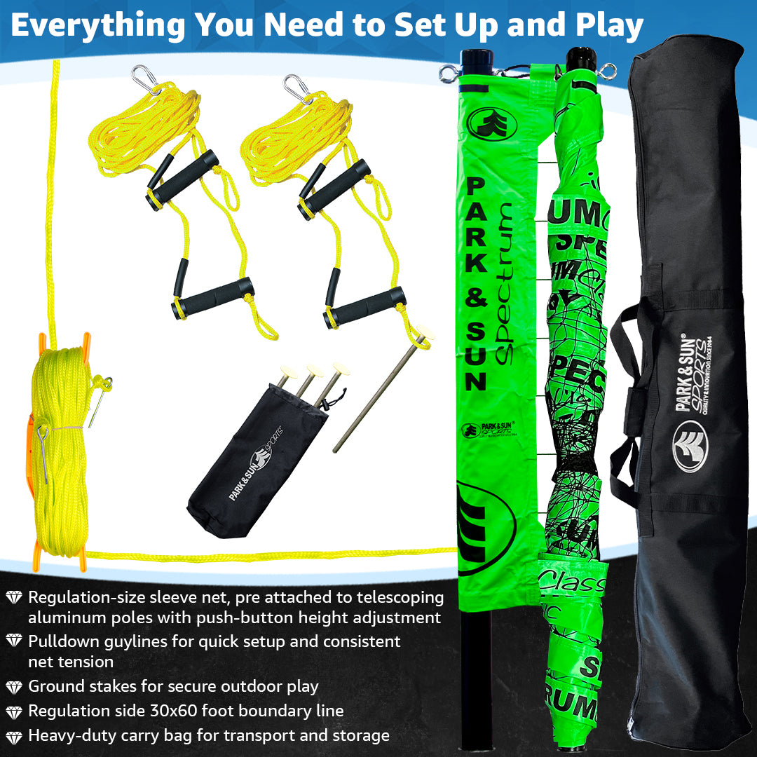 Spectrum Classic Volleyball Set - Professional-Level Portable Outdoor Net System