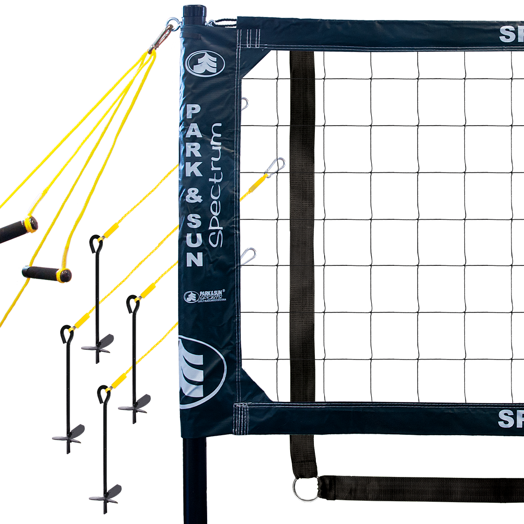 Spectrum Classic Volleyball Net System, with 2 inch webbing boundary & Sand Disc Kit