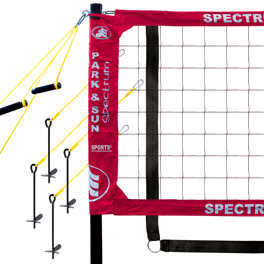 Spectrum Classic Volleyball Net System, with 2 inch webbing boundary & Sand Disc Kit