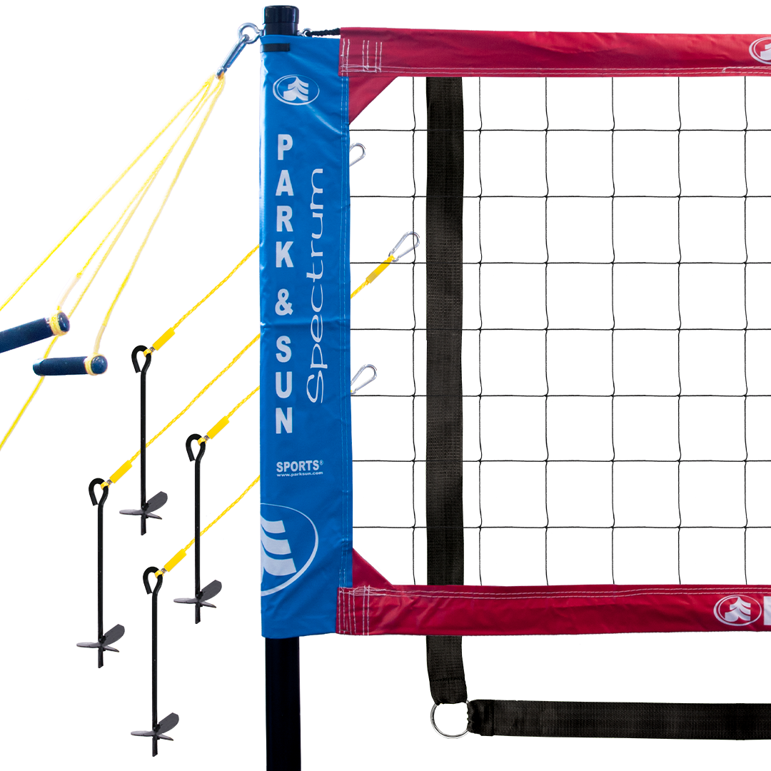 Spectrum Classic Volleyball Net System, with 2 inch webbing boundary & Sand Disc Kit