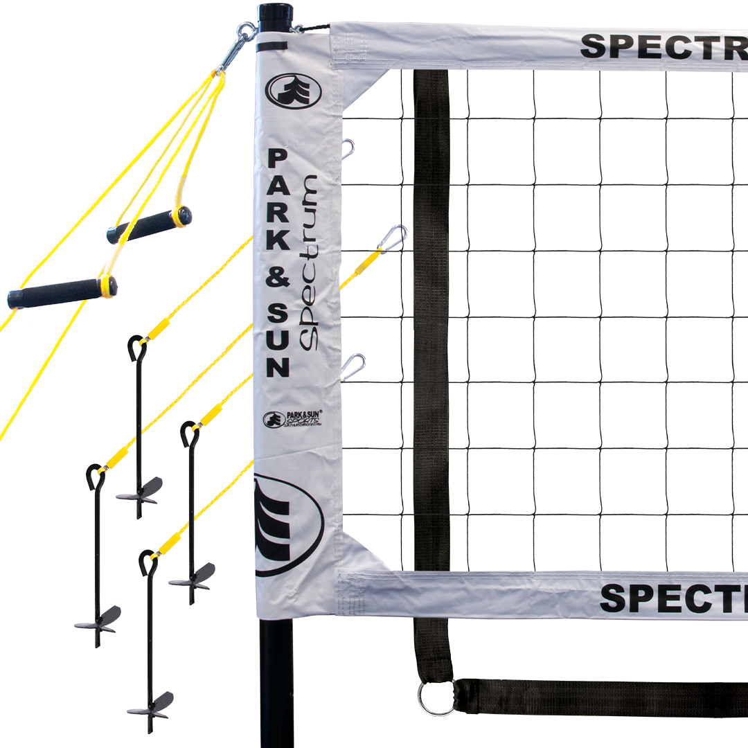 Spectrum Classic Volleyball Net System, with 2 inch webbing boundary & Sand Disc Kit