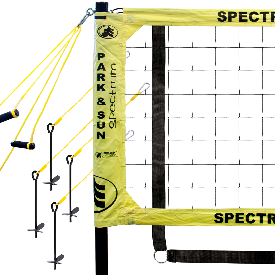 Spectrum Classic Volleyball Net System, with 2 inch webbing boundary & Sand Disc Kit